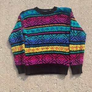 Vintage Grandma Core Multicolored Sweater Size 42/22w XXXL 3X Cute Twee Retro